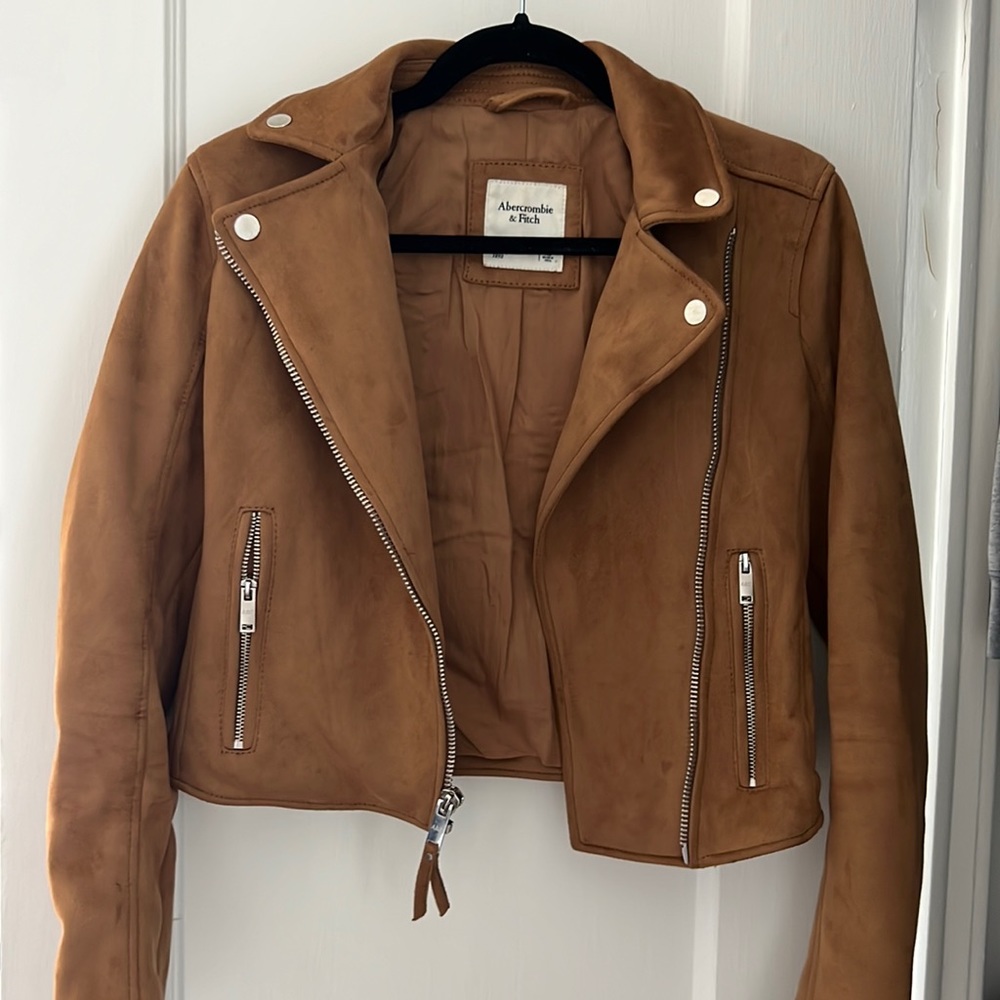 Abercrombie & Fitch cropped brown suede jacket